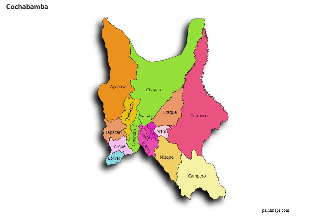 Mapa de provincias del departamento de Cochabamba