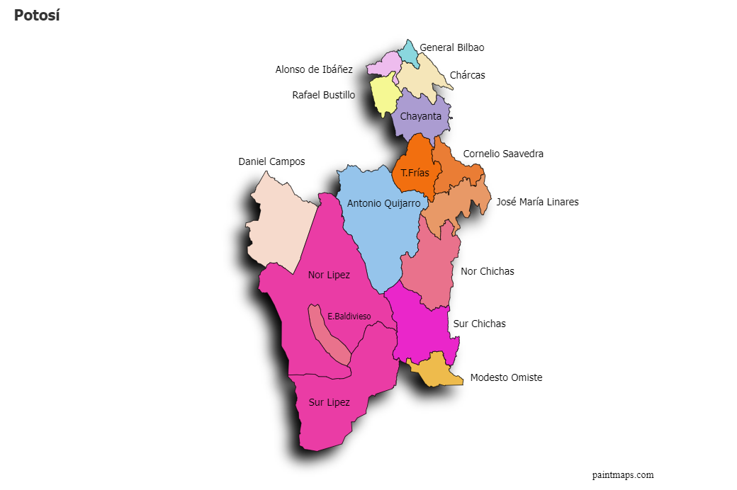 Mapa de provincias del departamento de Potosí